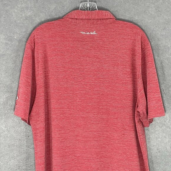 Travis Mathew Polo Shirt Men Large L Red Stripe Golf Short Sleeve Casual - Picture 7 of 13